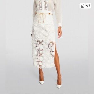 Zimmermann White Floral Lace Midi Skirt size 1